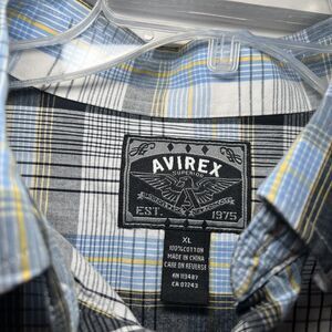Avirex Superior Shirt Men's XL Blue Plaid Button Up‎